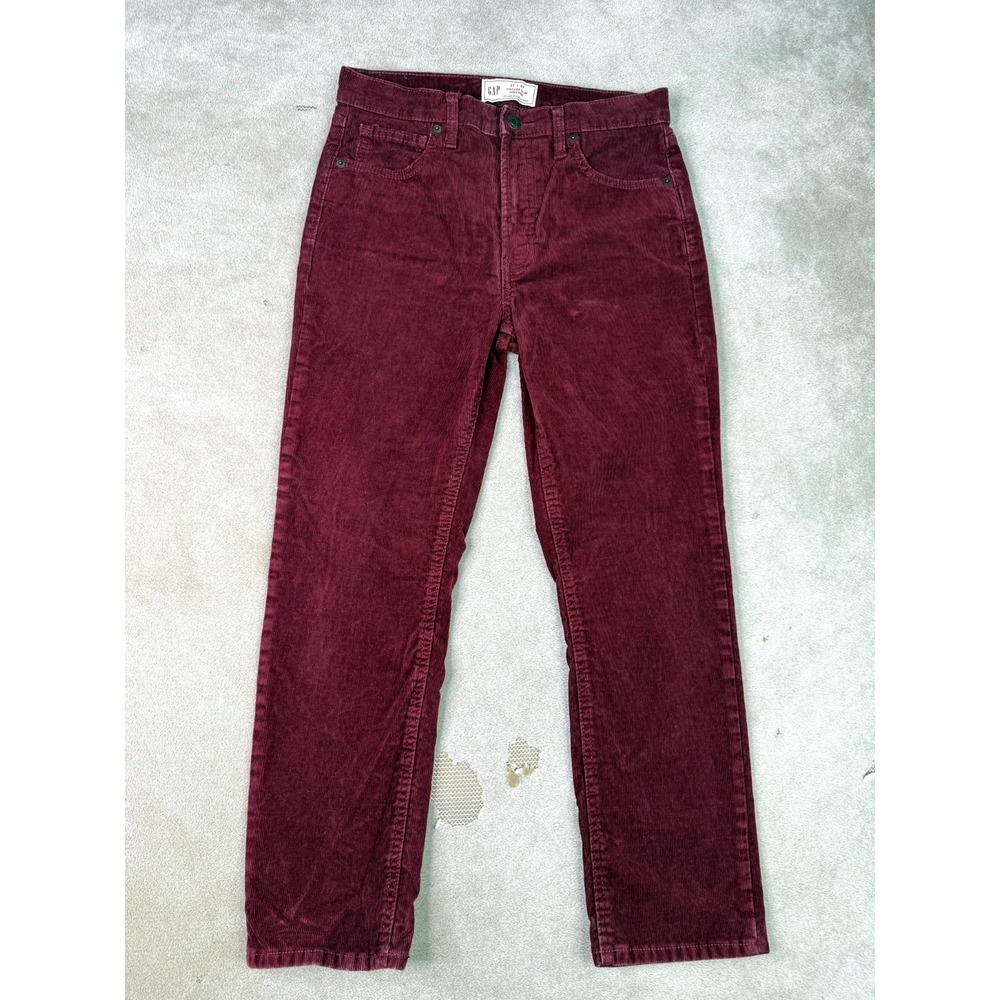 GAP Vintage Slim Fit Corduroy Pants Womens 4P/27 Burgundy High Rise Straight Leg